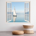 White Sailboat 3D Window Wall Sticker