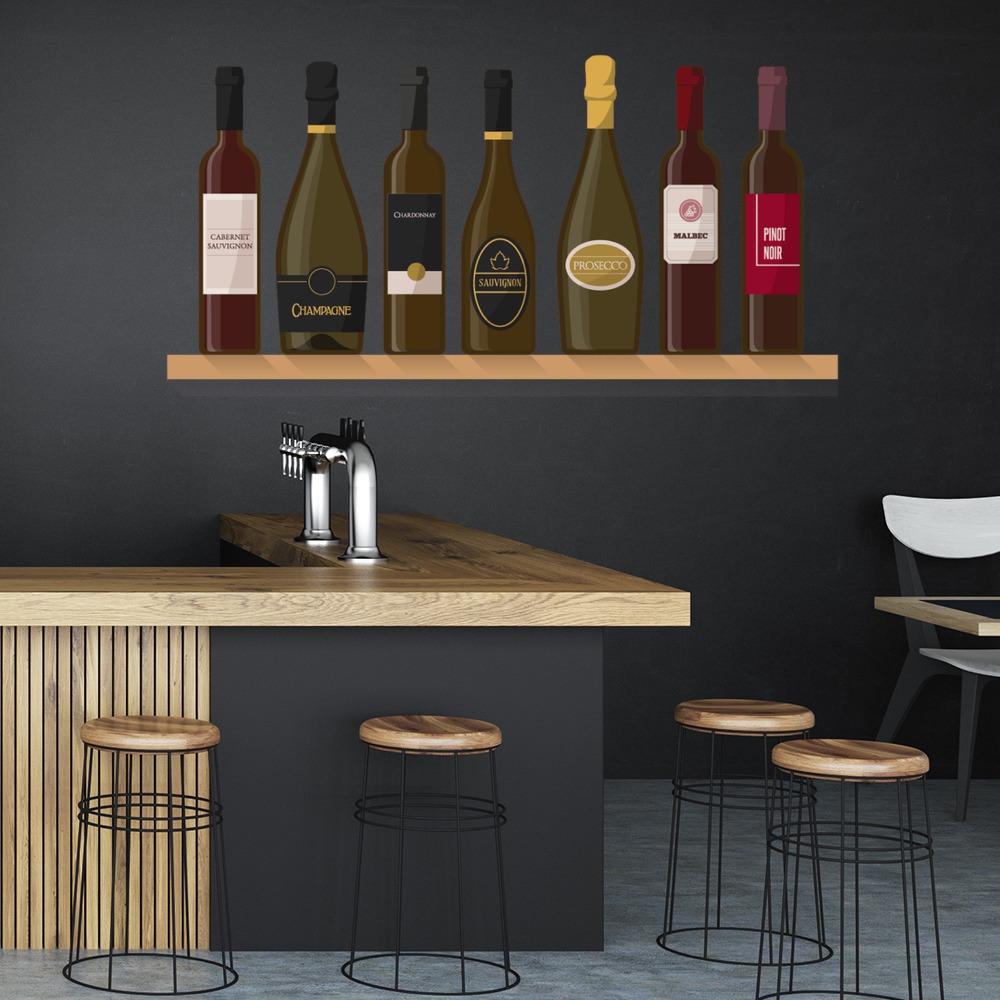 Wine Bottle Shelf Alcohol Vino Wall Sticker