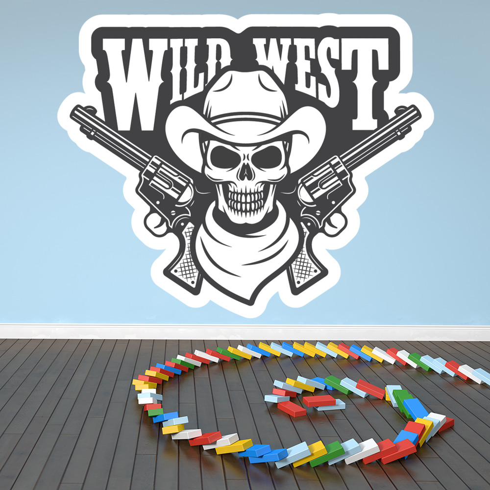Wild West Skull Cowboy Logo Wall Sticker