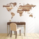 Wood Panel World Map Wall Sticker