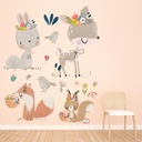 Woodland Animals Birds Flowers Wall Sticker Set