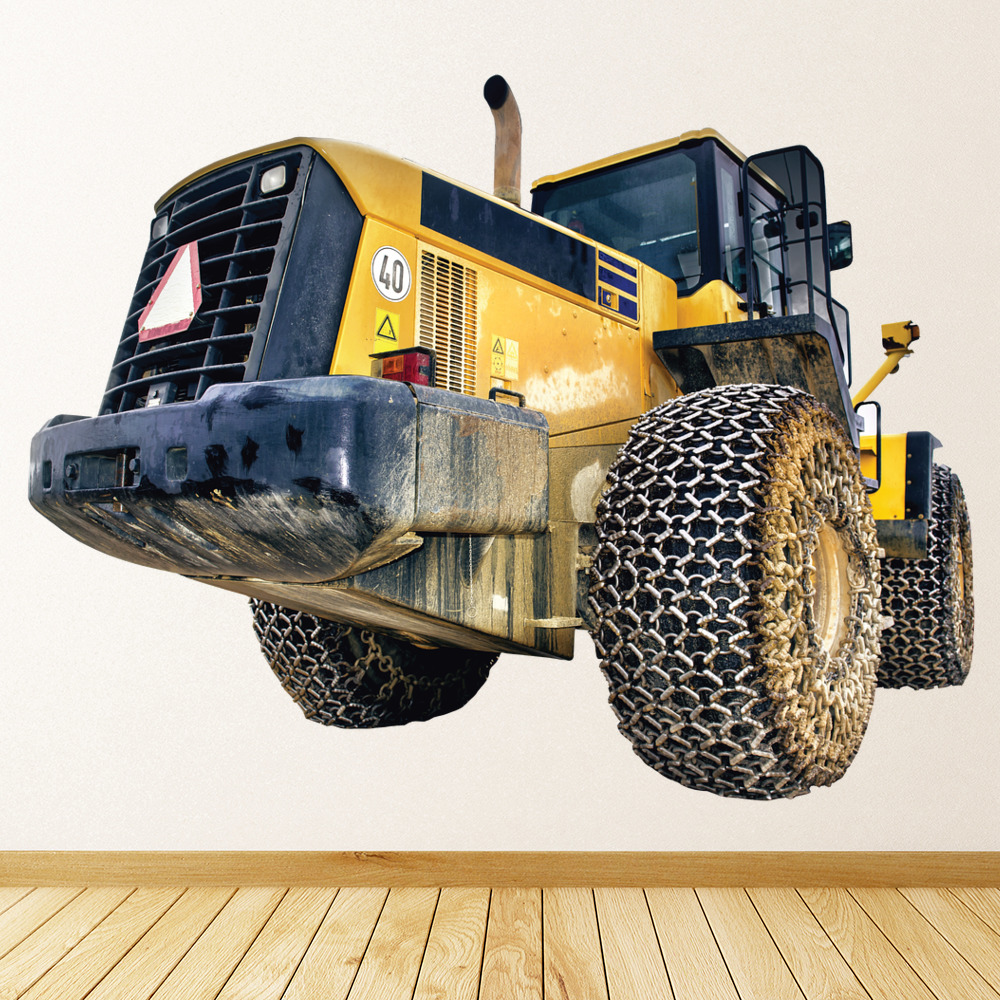 Yellow Tractor Construction Vehicle Wall Sticker