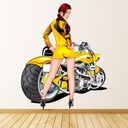 Yellow Biker Babe Wall Sticker