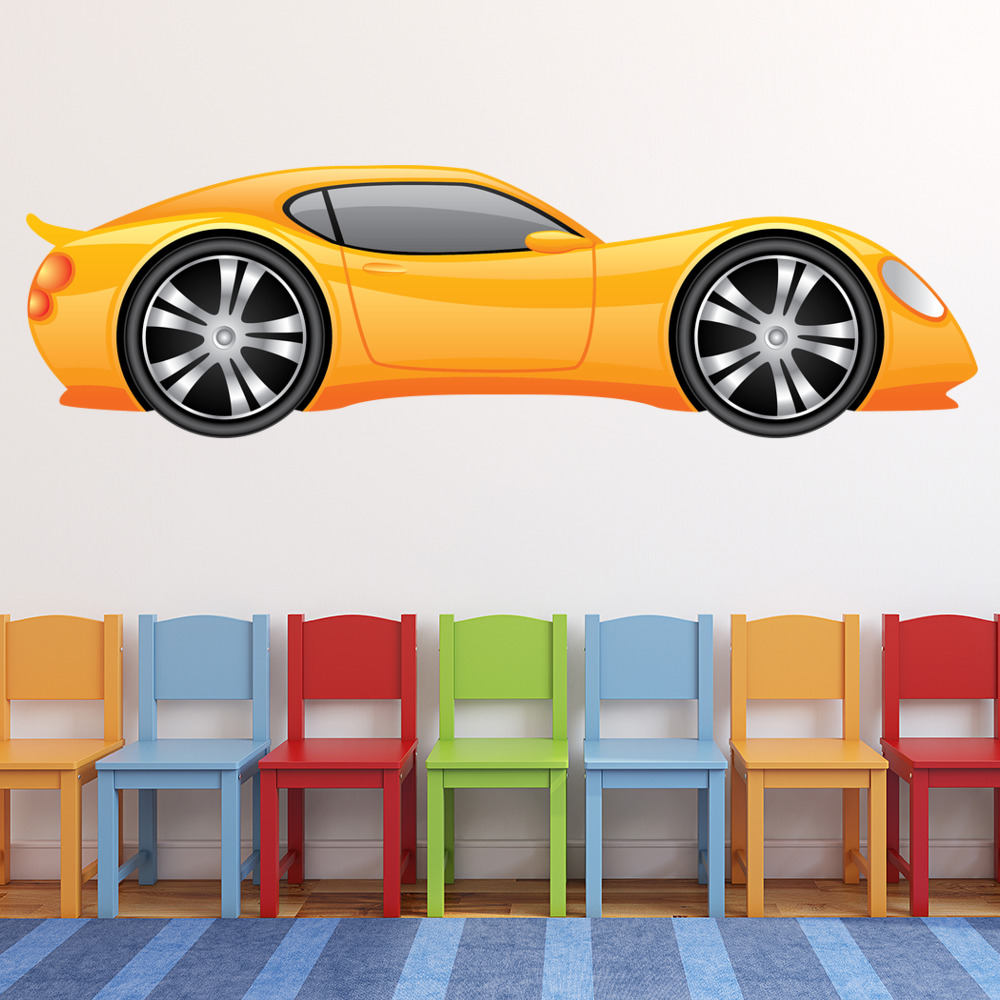 Yellow Race Car Wall Sticker