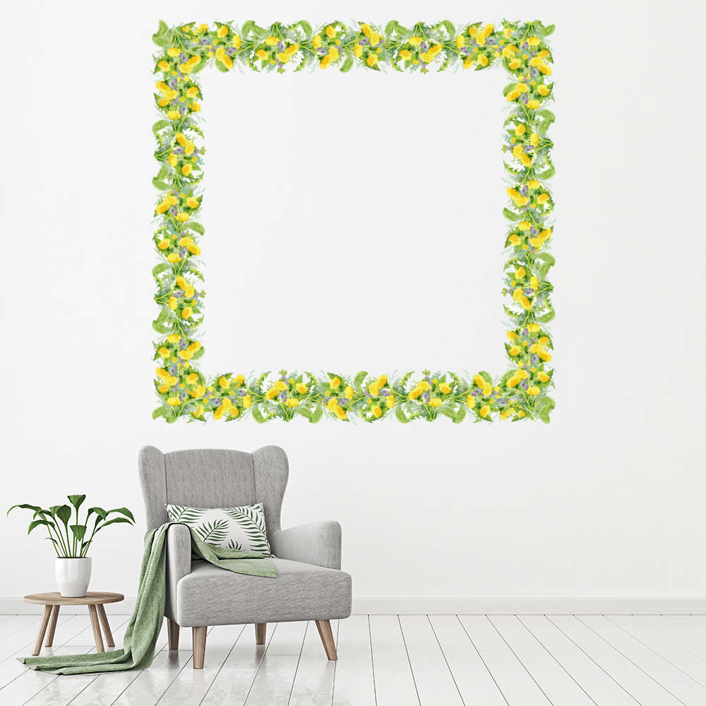 Yellow Pansy Flower Floral Frame Wall Sticker