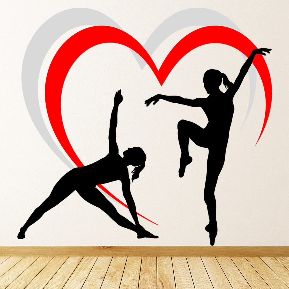 Yoga Fitness Red Love Heart Wall Sticker