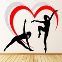 Yoga Fitness Red Love Heart Wall Sticker