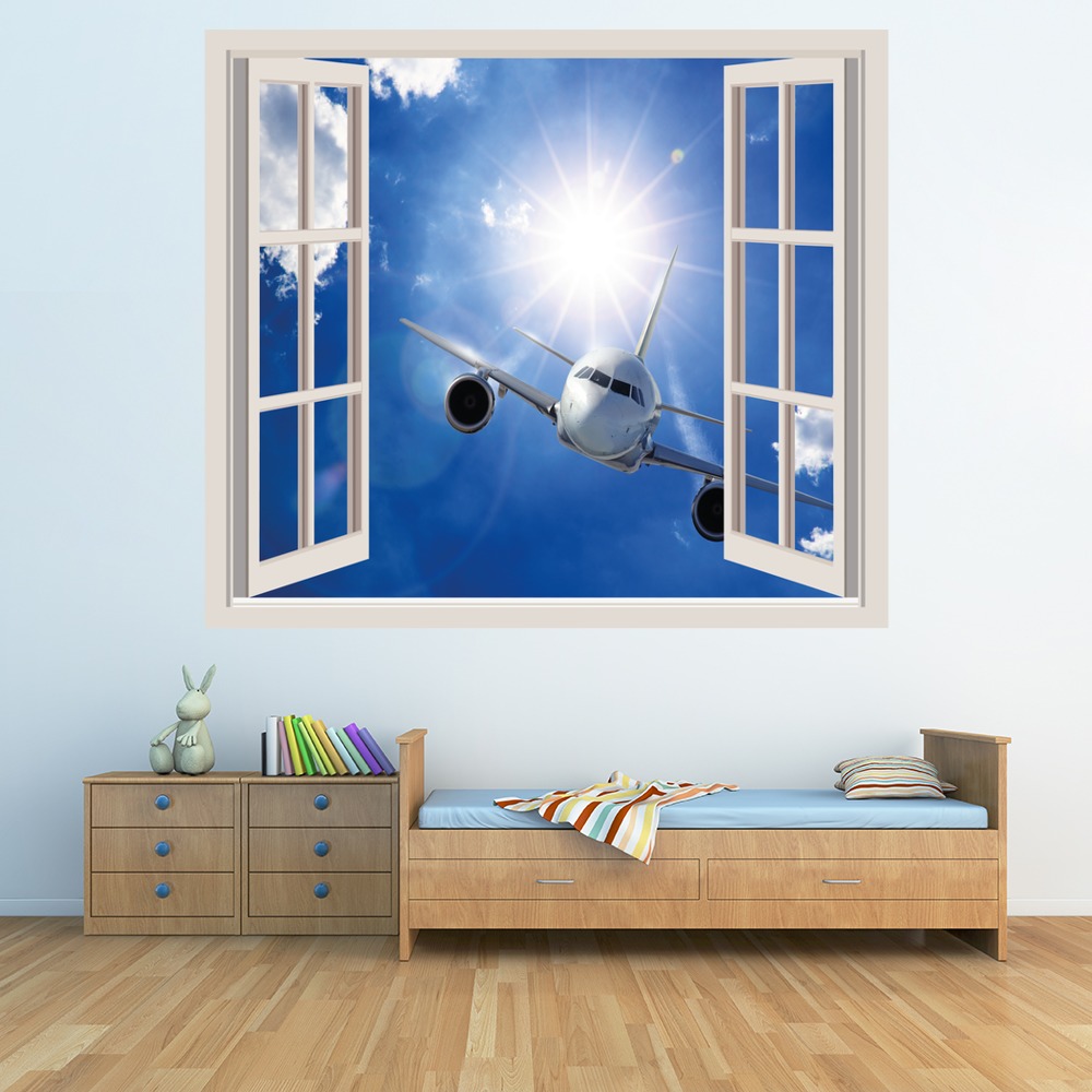 Aeroplane Flight 3D Window Wall Sticker