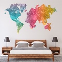 Abstract Watercolour World Map Wall Sticker