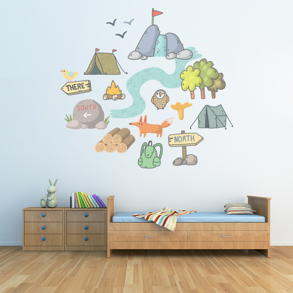 Adventure Map Forest Fox Wall Sticker Set