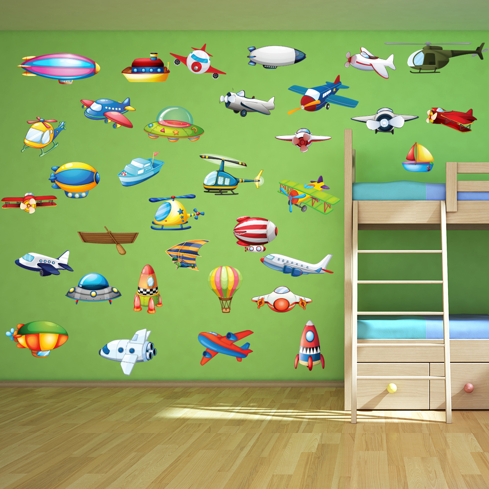Aircraft Transport Childrens Wall Sticker Set