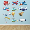 Air Flight Transport Plane Helicopter Wall Sticker Set