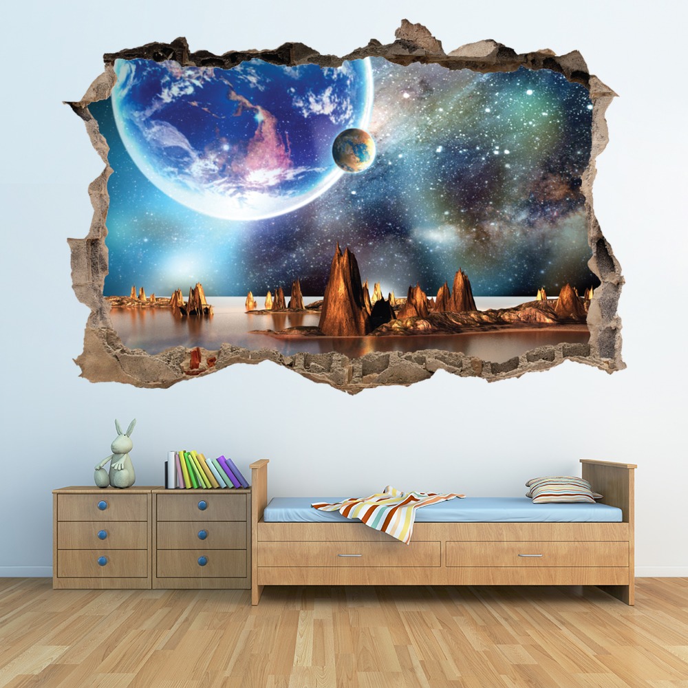 Alien Landscape 3D Hole In The Wall Sticker