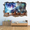 Alien Landscape 3D Hole In The Wall Sticker