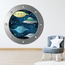 Alien Spaceships Porthole Wall Sticker