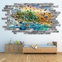 Animal Kingdom Grey Brick 3D Hole In The Wall Sticker
