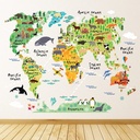 Animal World Map Wall Sticker - Mod4
