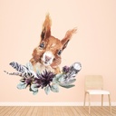 Autumn Flowers & Squirrel Woodland Animal Wall Sticker