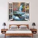 Autumn Forest Waterfall 3D Window Wall Sticker