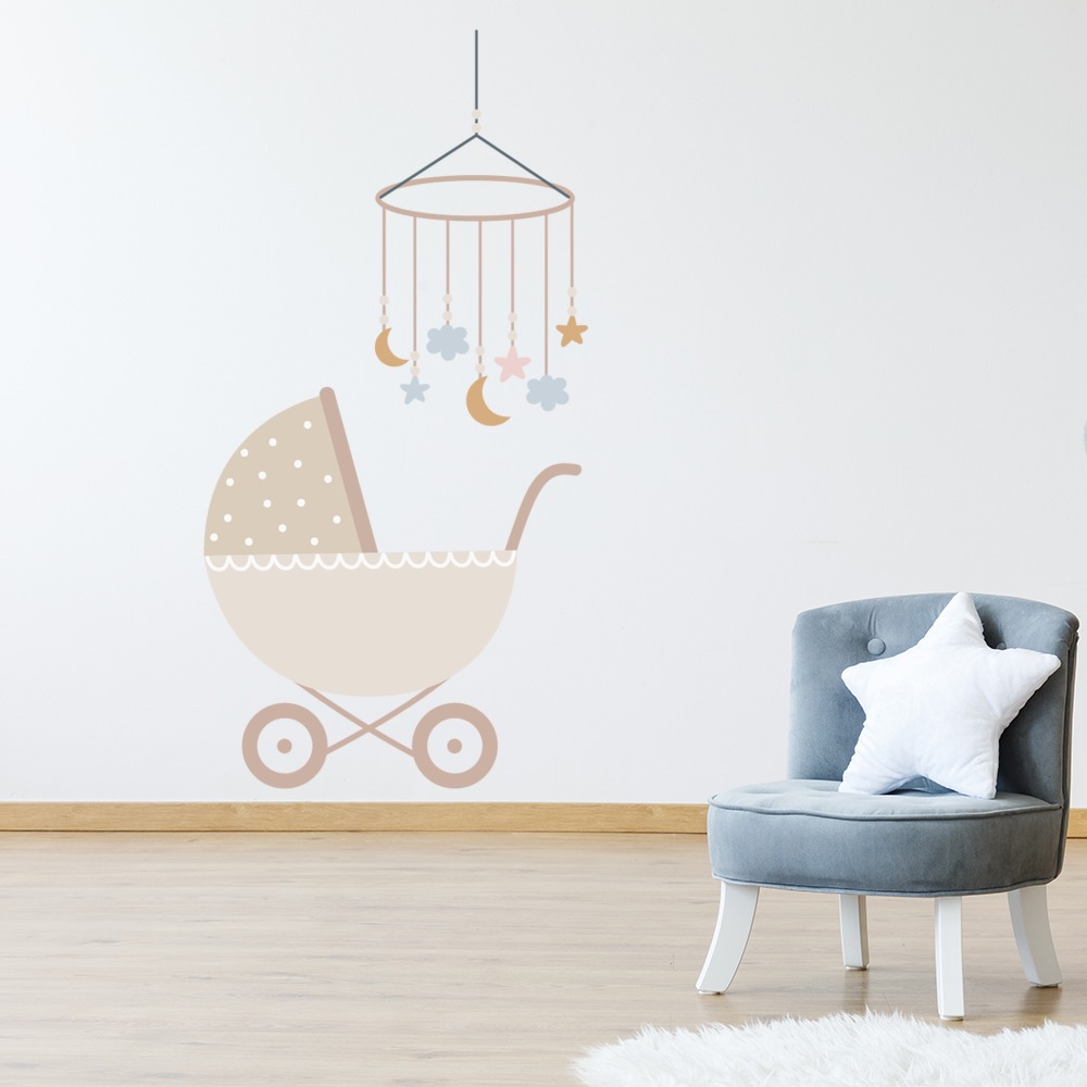 Baby Pram & Cot Mobile Nursery Wall Sticker