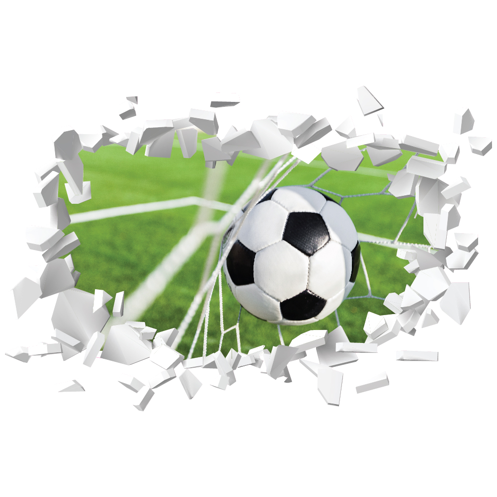 Back Of The Net Football White Brick 3D Hole In The Wall Sticker