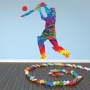 Batsman Colourful Cricket Wall Sticker