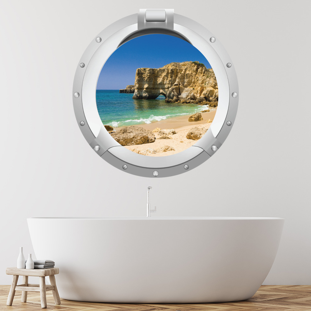 Beach Ocean Porthole 3D Wall Sticker