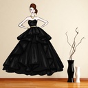 Beautiful Woman Black Dress Wall Sticker
