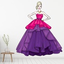 Beautiful Woman Purple Dress Wall Sticker