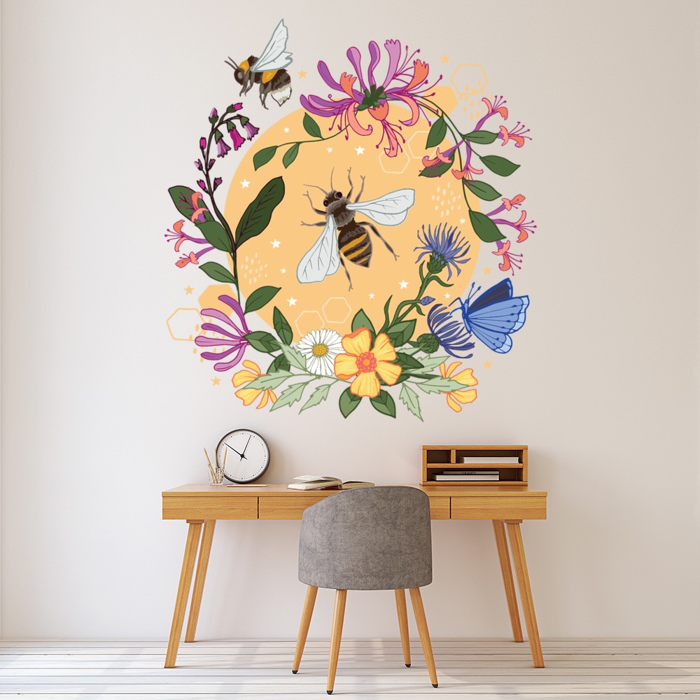 Bees & Honeysuckle Wall Sticker by Angela Spurgeon
