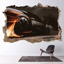 Black Race Car 3D Hole In The Wall Sticker