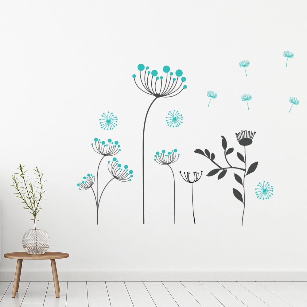 Blue & Grey Dandelions Wall Sticker