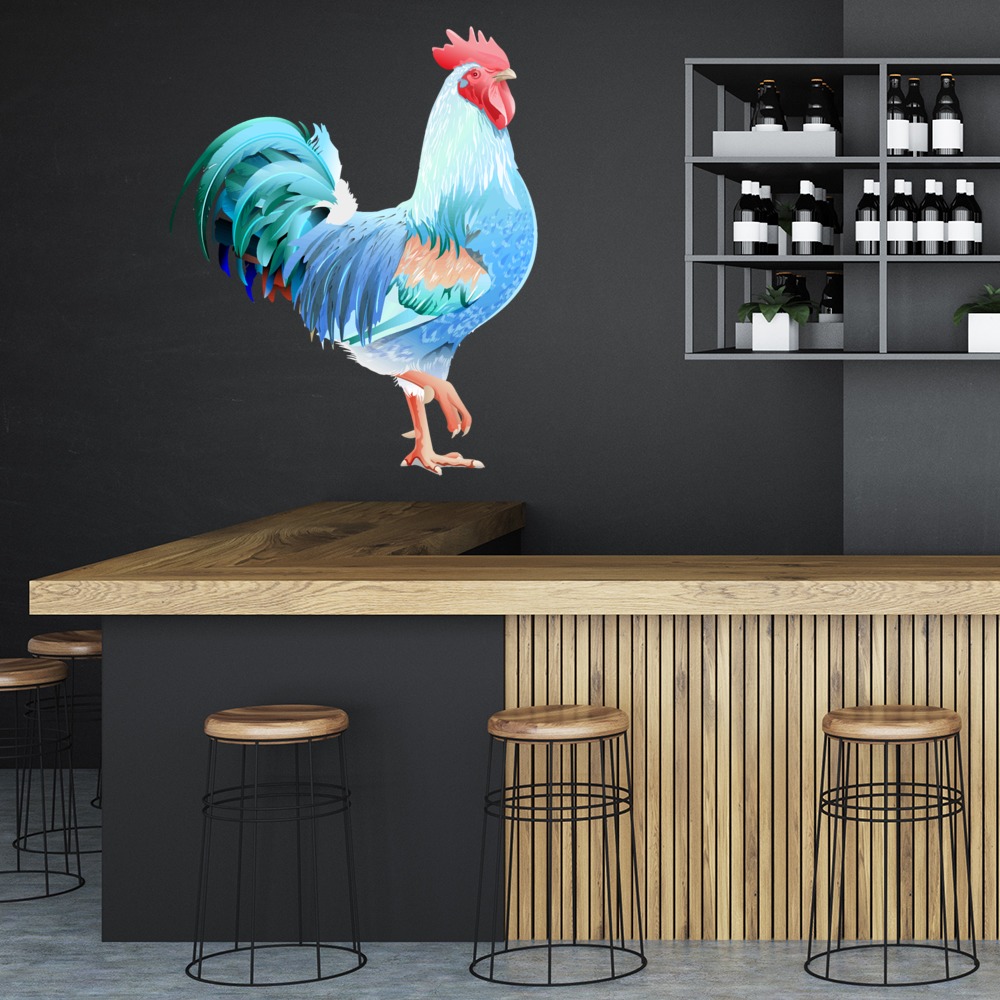 Blue Cockerel Rooster Farm Bird Wall Sticker