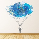 Blue Parachute Skydiving Wall Sticker