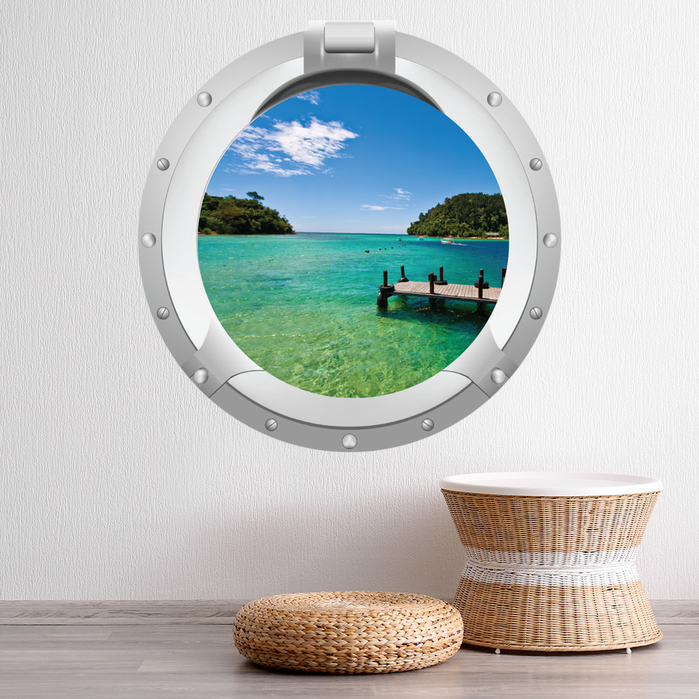 Blue Ocean Porthole 3D Wall Sticker