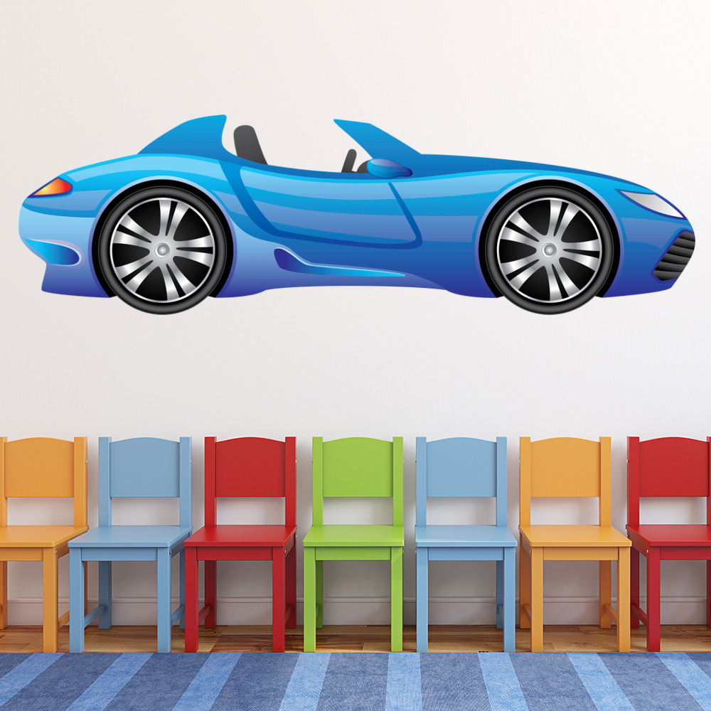 Blue Race Car Wall Sticker
