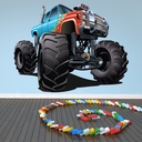 Blue Red Monster Truck Wall Sticker