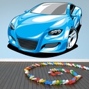 Blue Sports Car Wall Sticker Wall Sticker