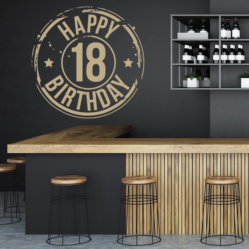 18th Birthday Badge Novelty Party Wall Sticker