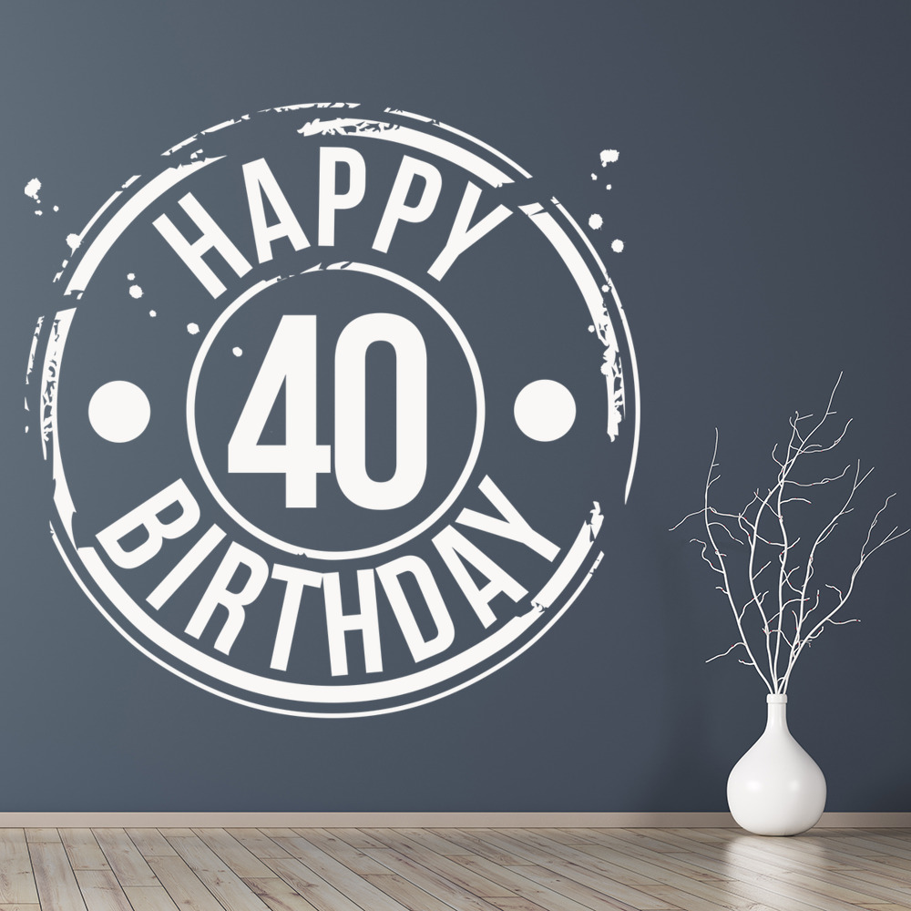 40th Birthday Badge Novelty Party Wall Sticker