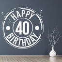40th Birthday Badge Novelty Party Wall Sticker