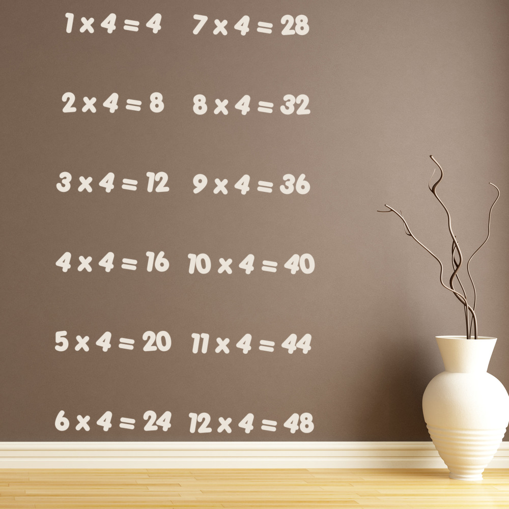 4 Times Table Math Wall Sticker