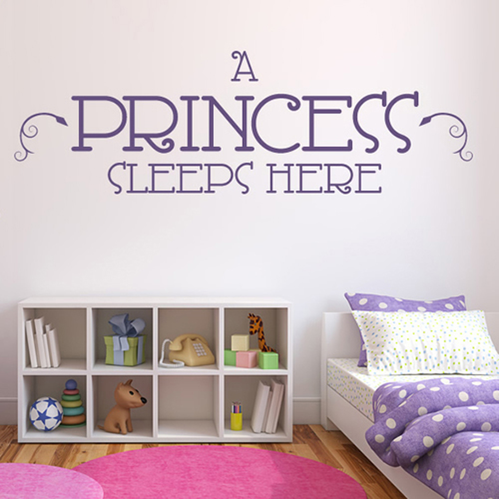 A Princess Sleeps Here Nursery Quote Wall Sticker - Mod2