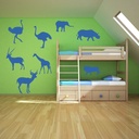 African Animals Rhino Elephant Wall Sticker Set