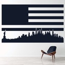 America Flag New York Skyline Wall Sticker