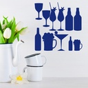 Bar Drinks Beer Cocktails Wine Wall Sticker Set
