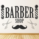 Barber Shop Scissors & Moustache Wall Sticker