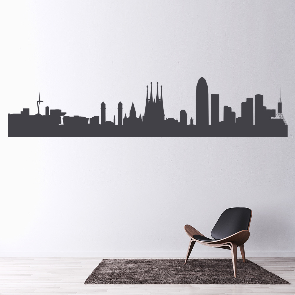 Barcelona City Skyline Spain Wall Sticker