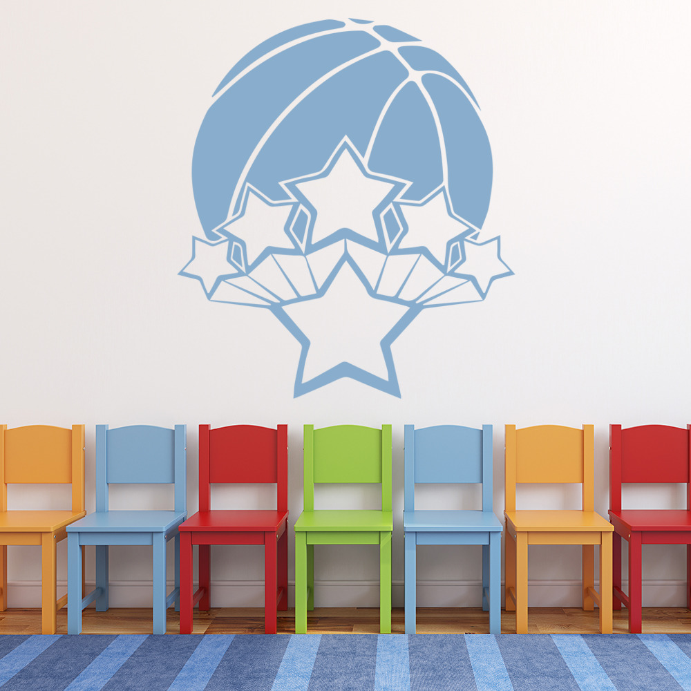 Basketball Ball Stars Sports Wall Sticker