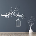 Bird Tree Branch Bird Cage Wall Sticker
